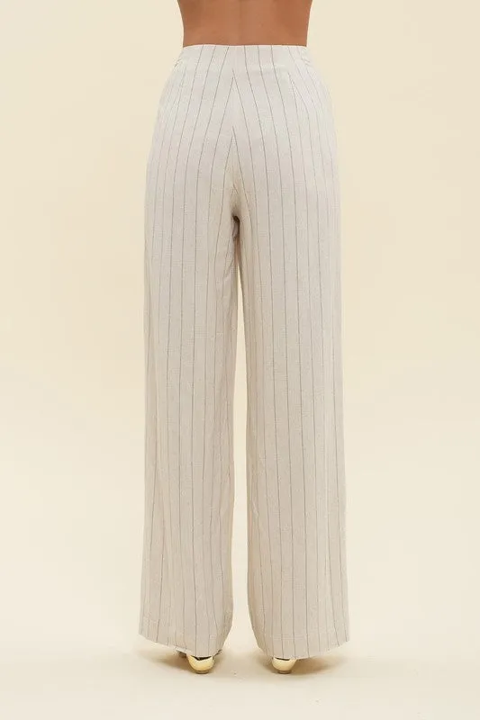 BLU105 -STRIPED LINEN PANTS