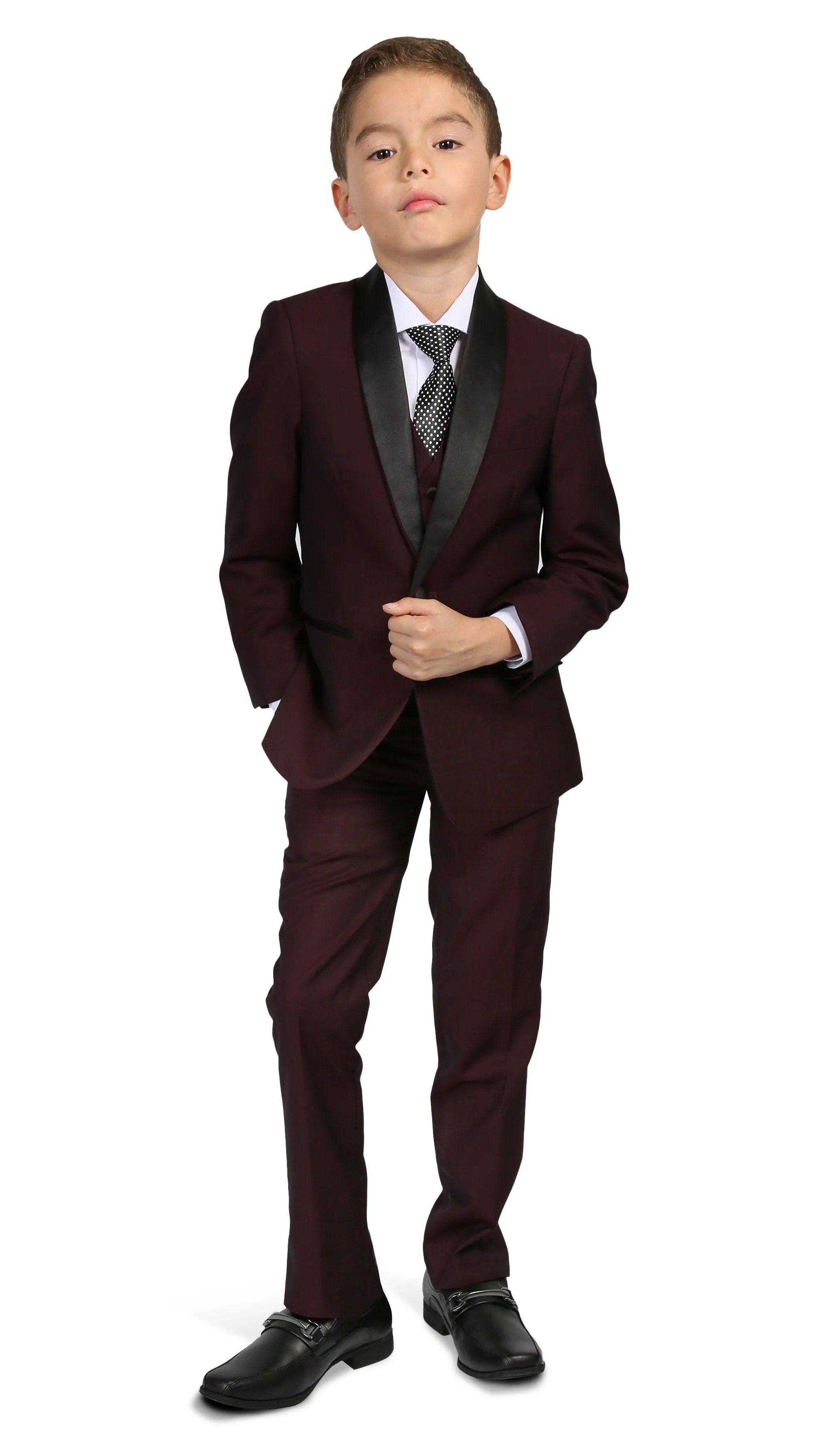 Boys Reno JR 5pc Burgundy Shawl Tuxedo Set