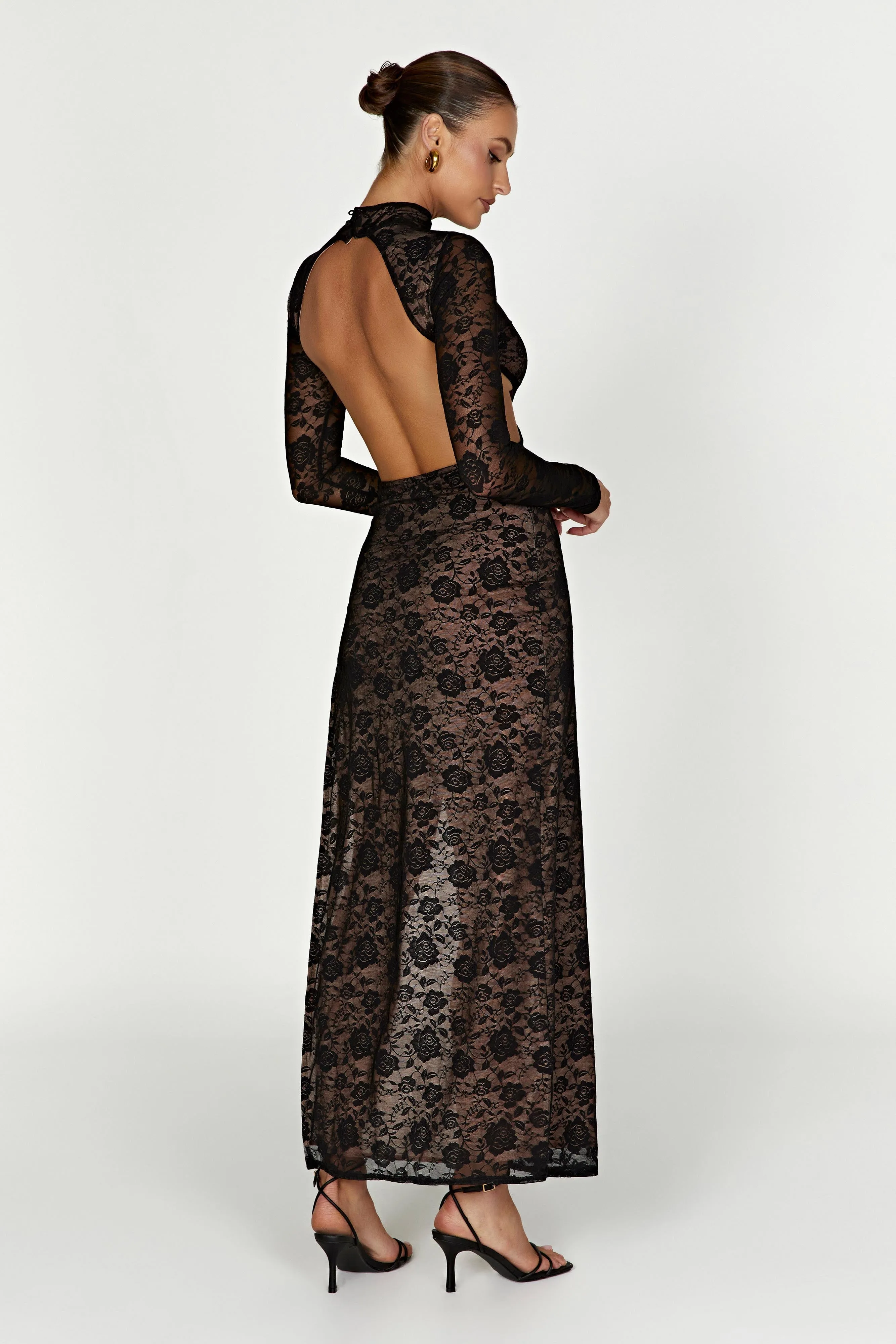 Callista Lace Maxi Dress - Black