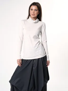 Casual Turtleneck Top In Ivory