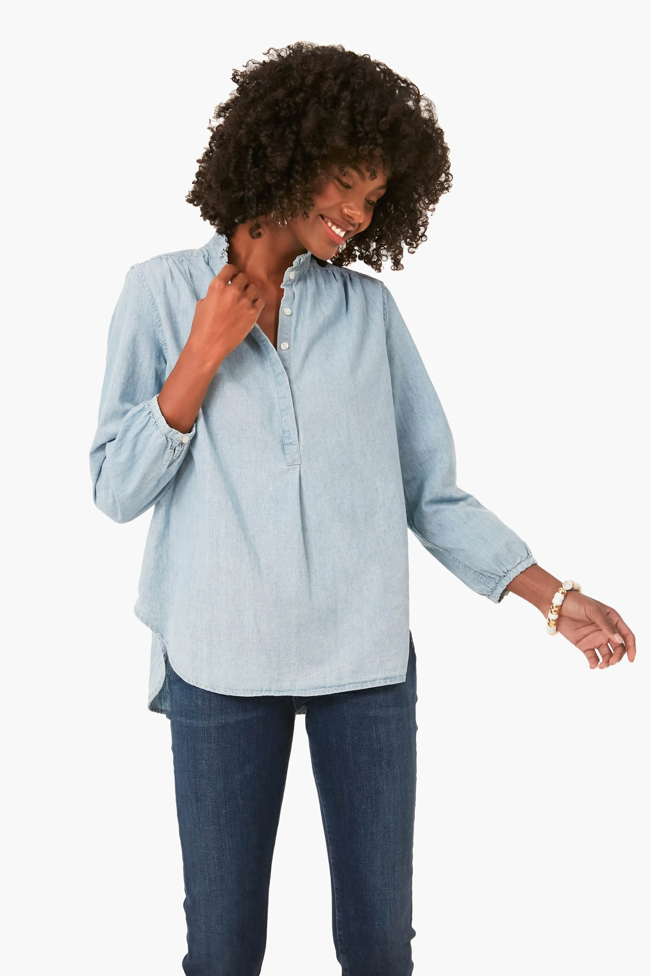 Chambray Sara B Henley Shirt