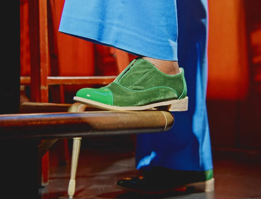 CHARTREUSE Green Velvet Oxfords