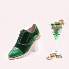 CHARTREUSE Green Velvet Oxfords