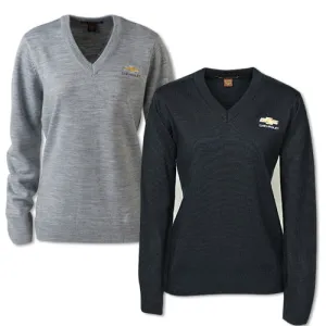 Chevrolet Gold Bowtie Ladies V-Neck Sweater