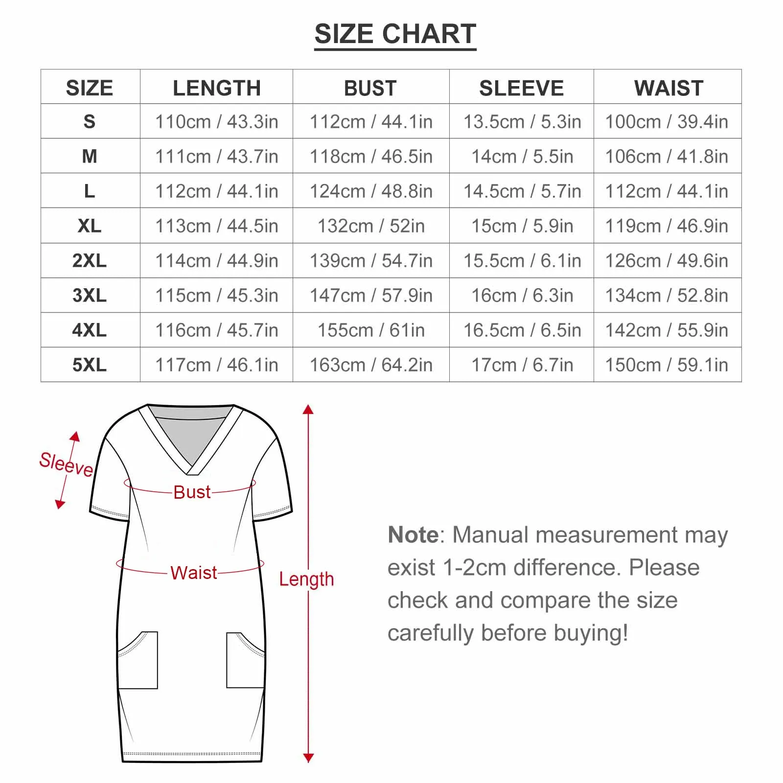 Classic Posters Women's V-neck Loose Dress With Pockets