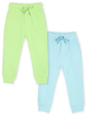 Combo of 2 Winter Sweatpants- Light Blue & Neon Green