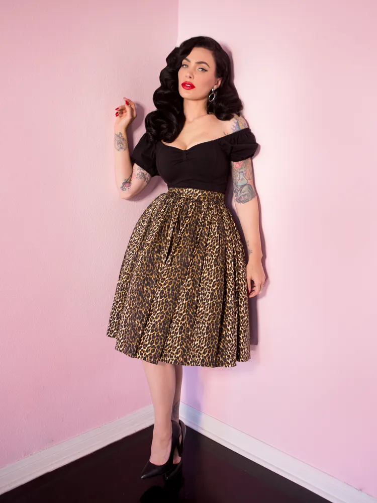 COMING BACK SOON - Vixen Swing Skirt in Wild Leopard Print - Vixen by Micheline Pitt