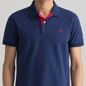 Contrast Collar Pique Polo - Persian Blue