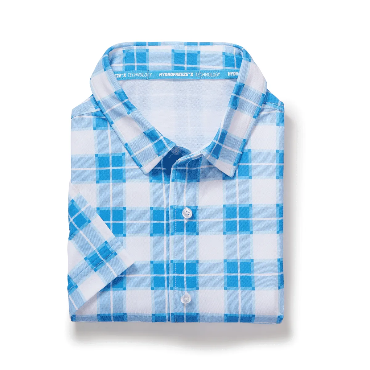 Cooling Magnetic Front Polo Short Sleeves in Blue Gingham