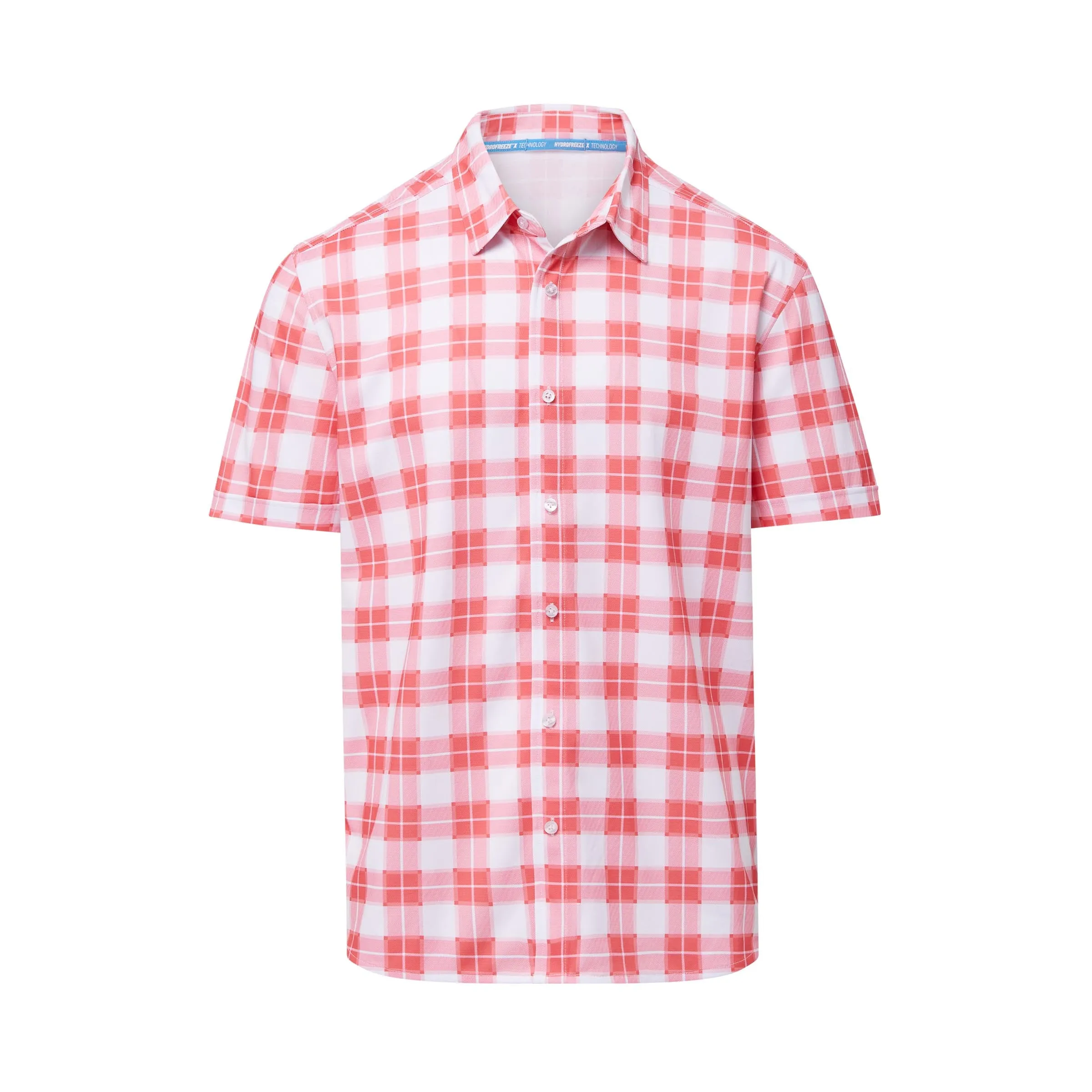 Cooling Magnetic Front Polo Short Sleeves in Red Gingham