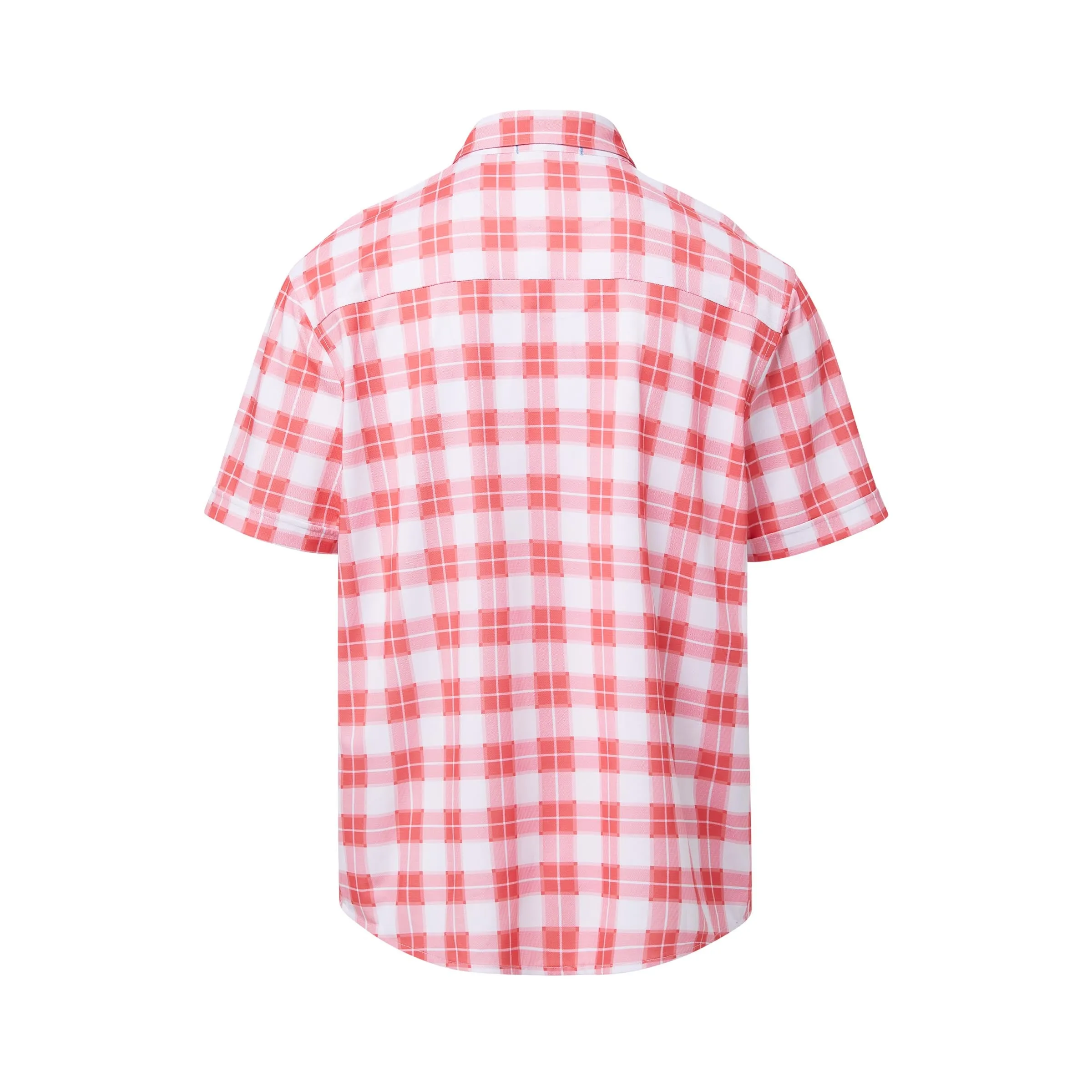 Cooling Magnetic Front Polo Short Sleeves in Red Gingham