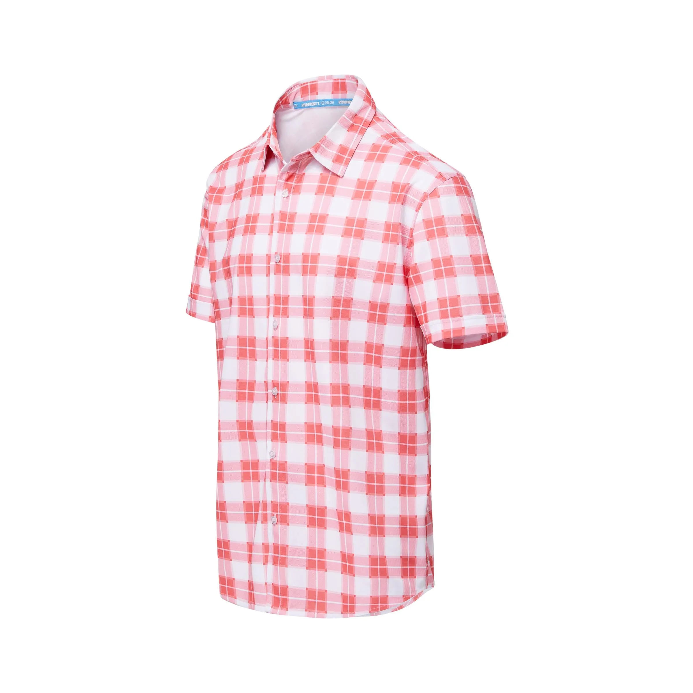 Cooling Magnetic Front Polo Short Sleeves in Red Gingham