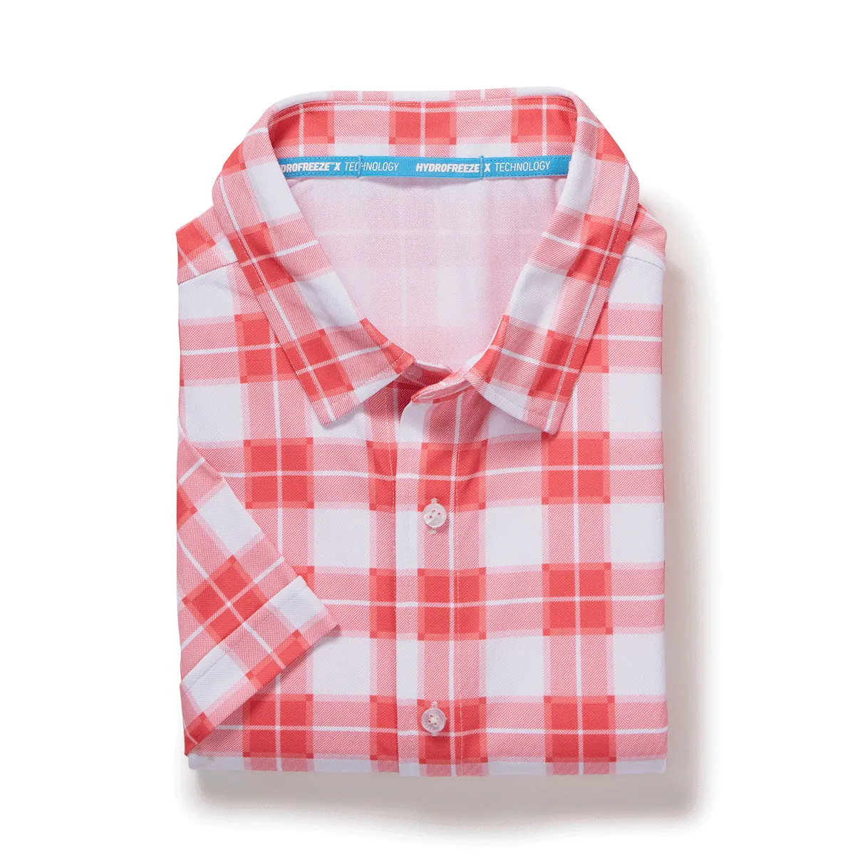 Cooling Magnetic Front Polo Short Sleeves in Red Gingham