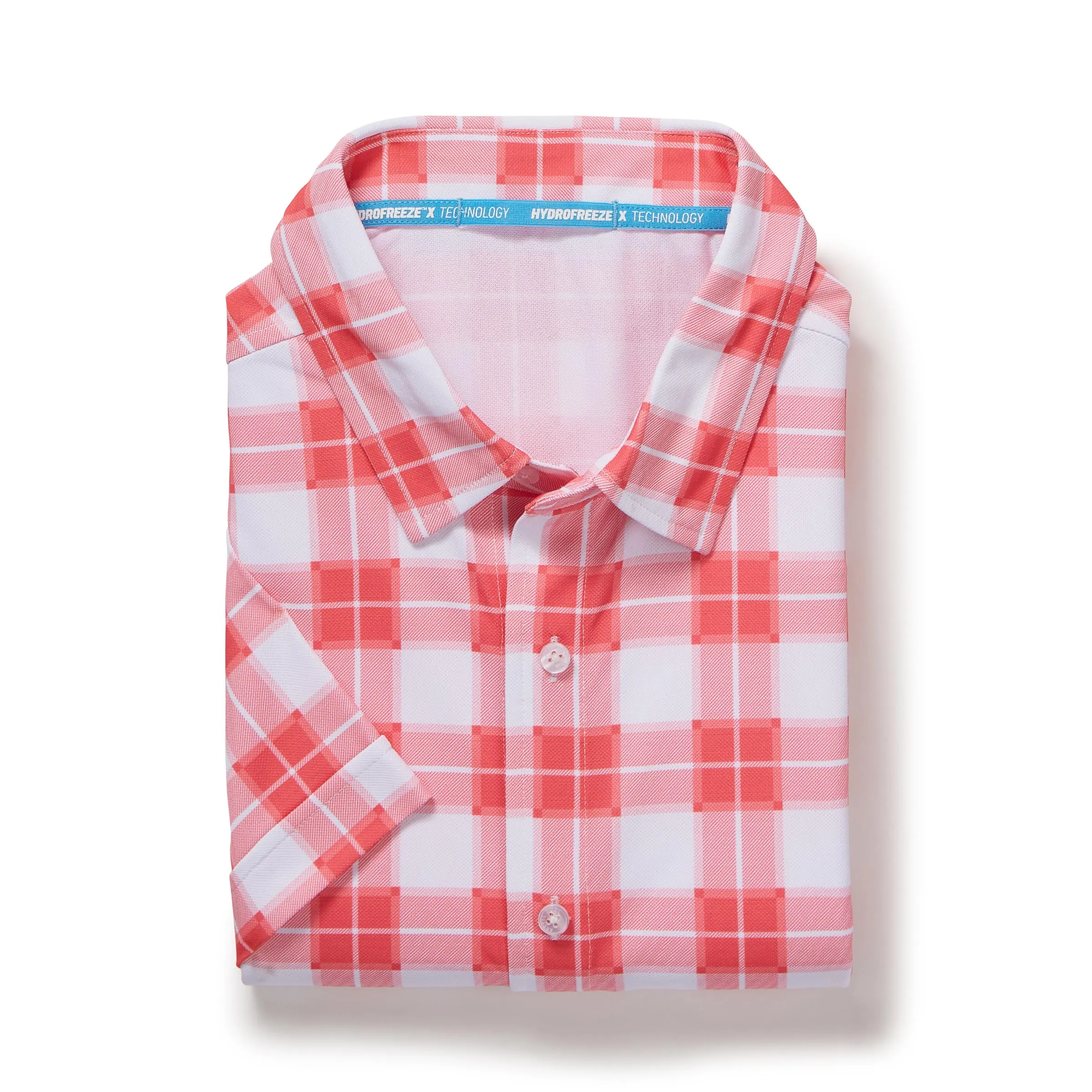 Cooling Magnetic Front Polo Short Sleeves in Red Gingham