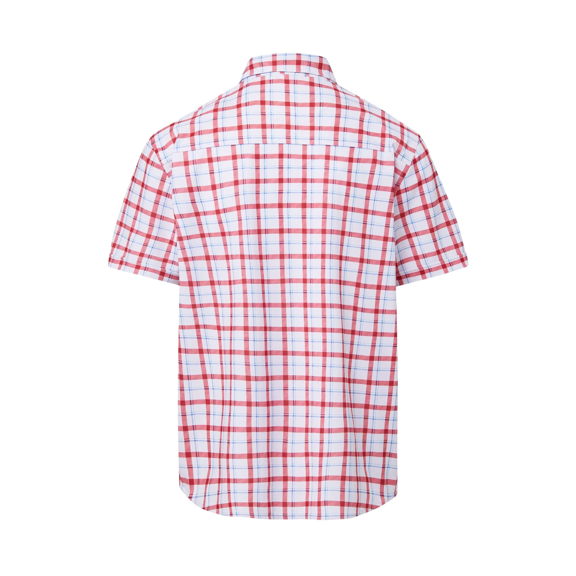 Cooling Magnetic Front Polo Short Sleeves in Red Plaid