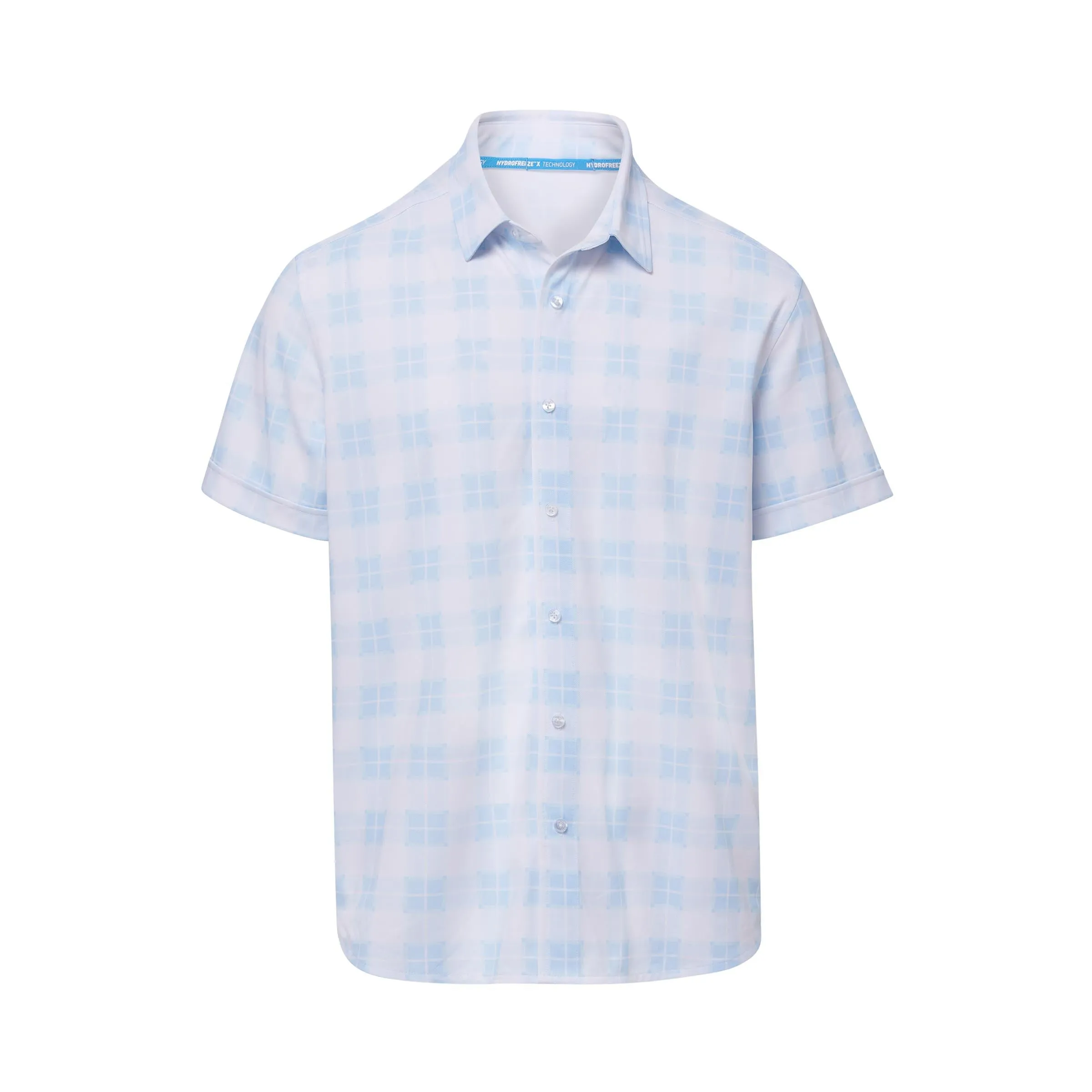 Cooling Magnetic Front Polo Short Sleeves in Sky Gingham