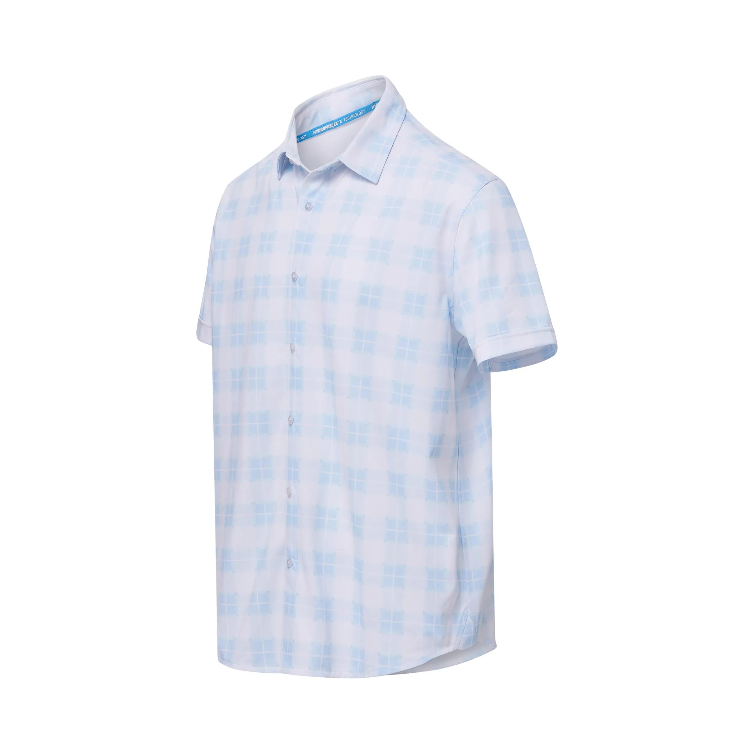 Cooling Magnetic Front Polo Short Sleeves in Sky Gingham