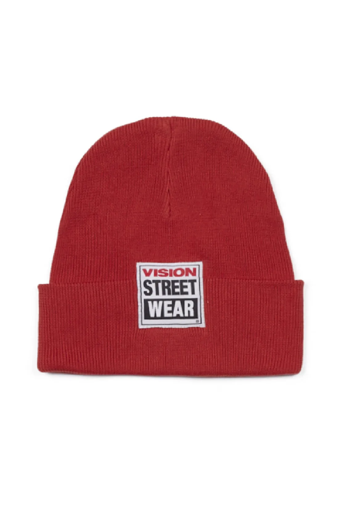 Cuffed Beanie With Large Logo Patch - Red