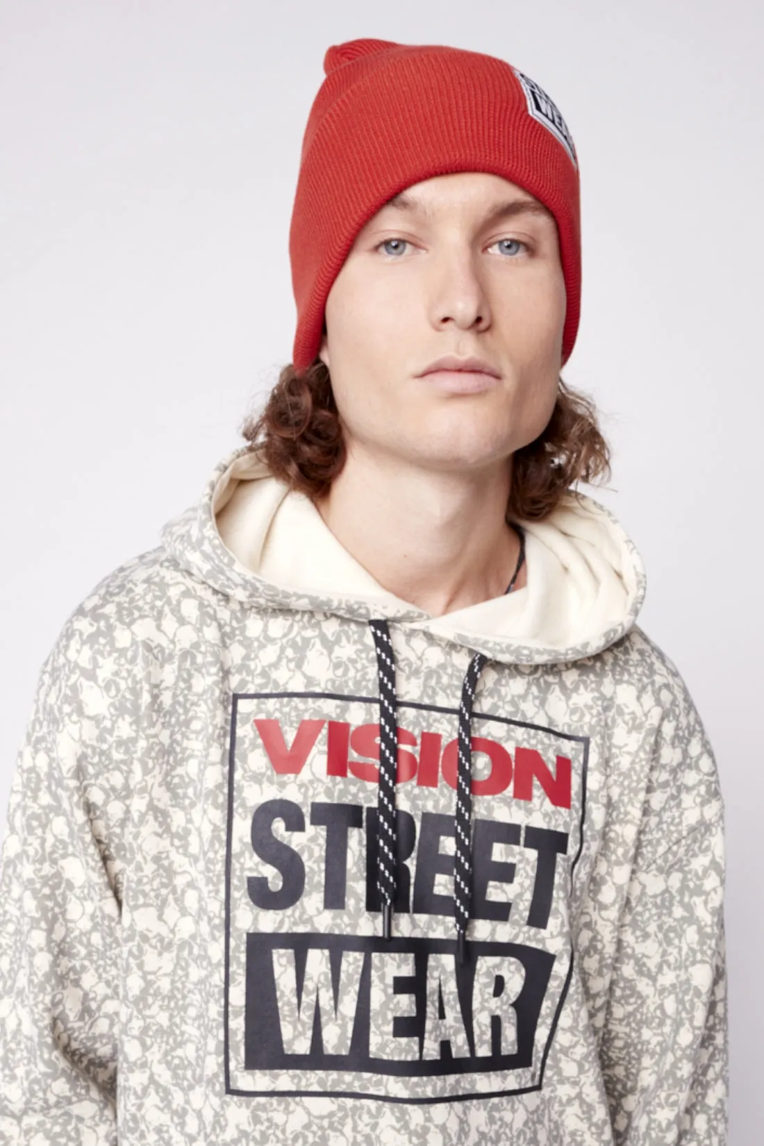 Cuffed Beanie With Large Logo Patch - Red