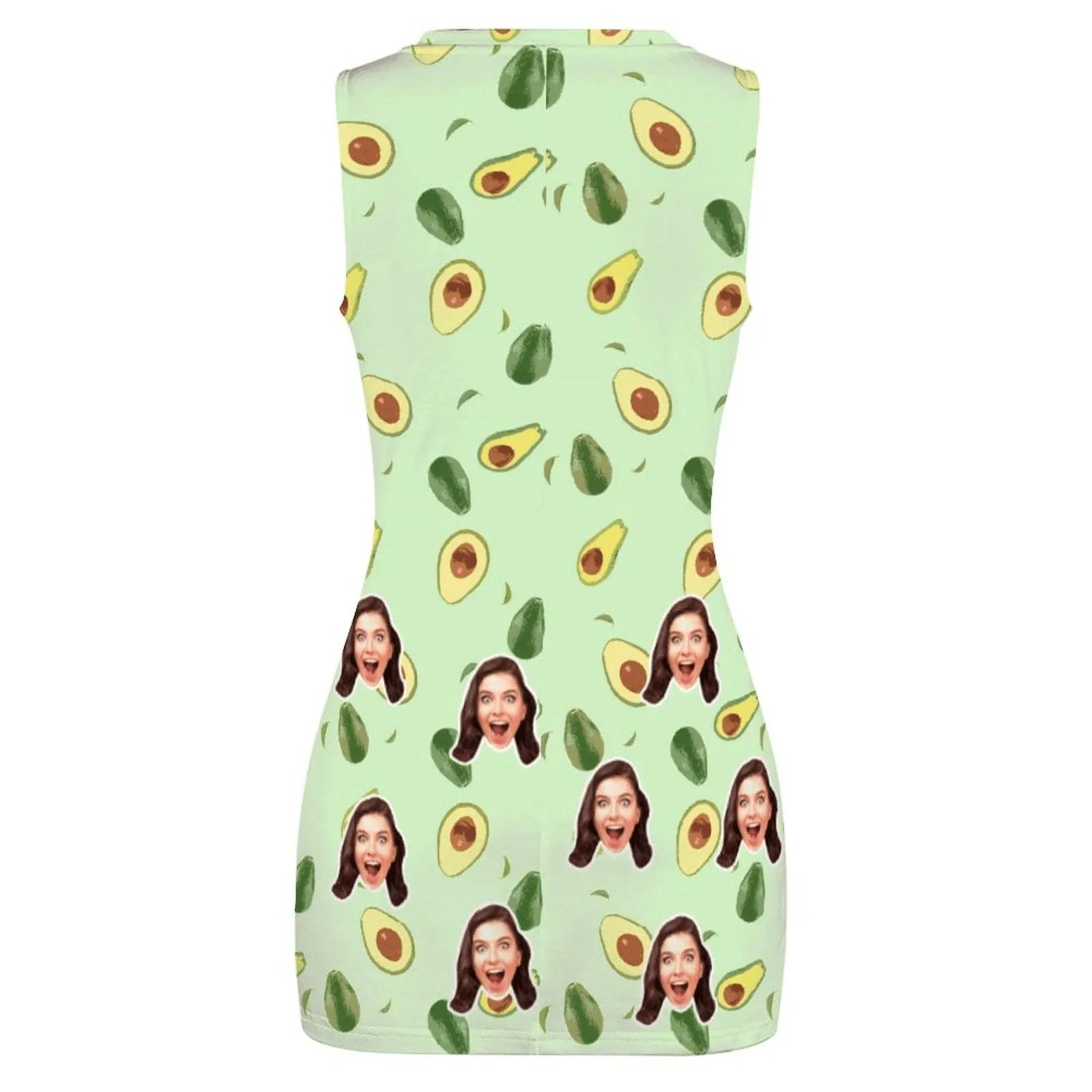 Custom Face Avocado Green Slim wrap hip skirt Personalized Women's Dress Short Skirt