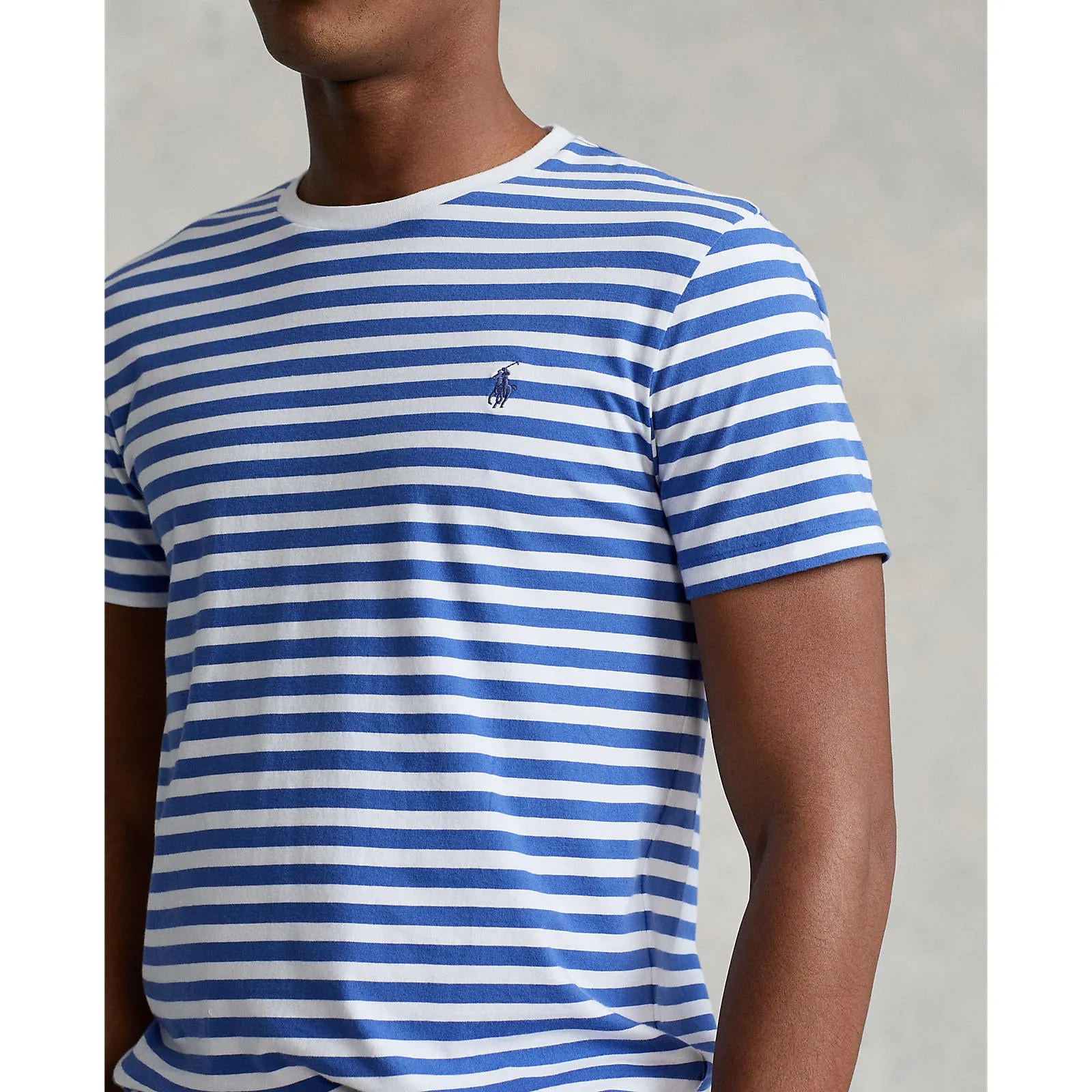 Custom Fit Striped Jersey T-Shirt - Liberty Blue & White