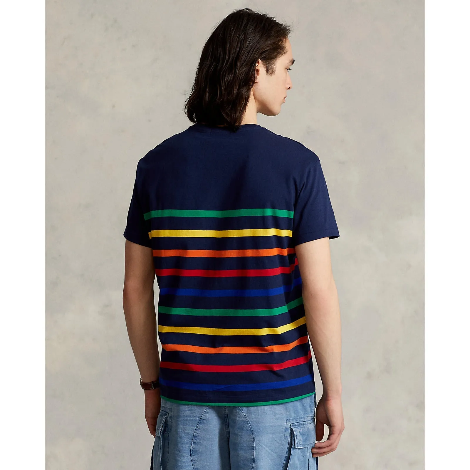 Custom Fit Striped Jersey T-Shirt - Navy / Multi