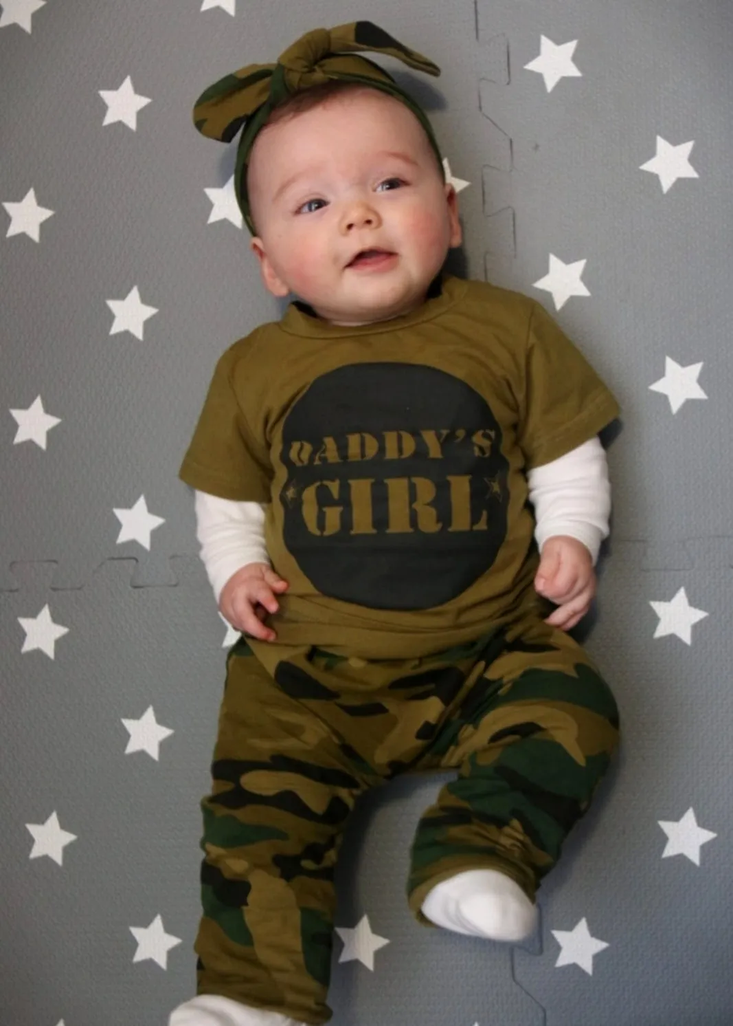 Daddy's Girl T-shirt,  Camo Pants And Headband #1000287