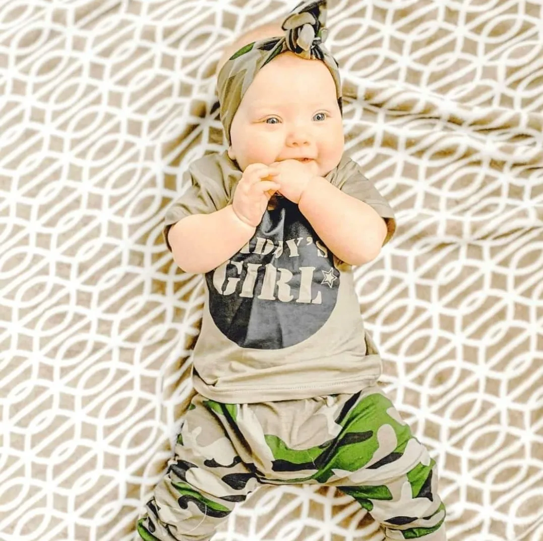 Daddy's Girl T-shirt,  Camo Pants And Headband #1000287