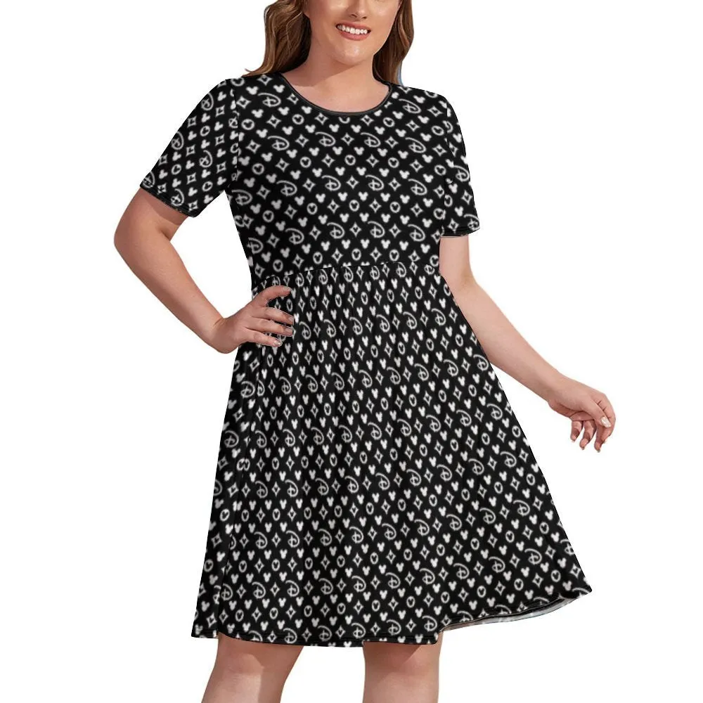 Designer Women's Round Neck Plus Size Dress With Pockets