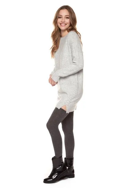 Dex long sleeve crew neck dress with lace-up detail side seam