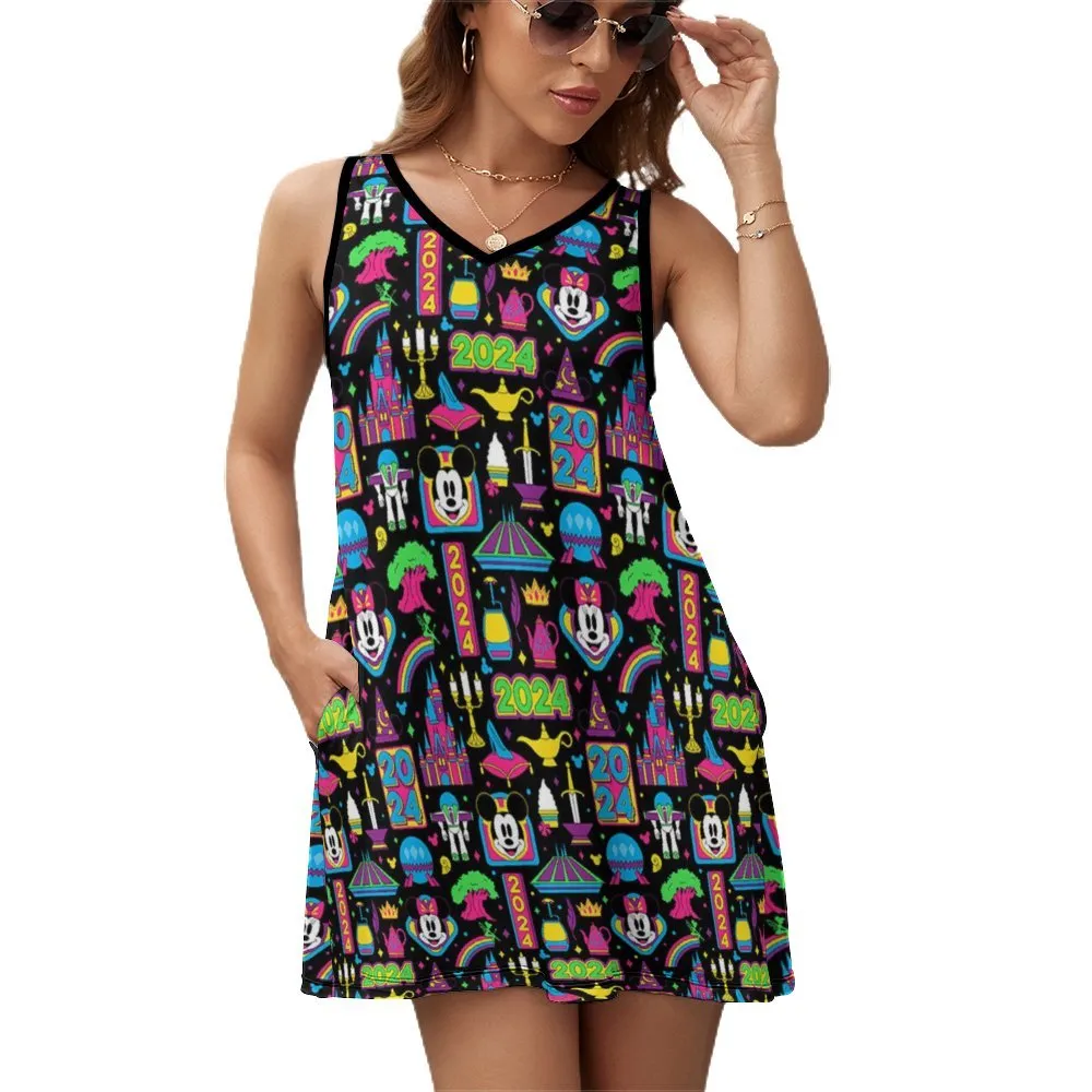 Disney 2024 Dark Sleeveless Sundress With Pockets