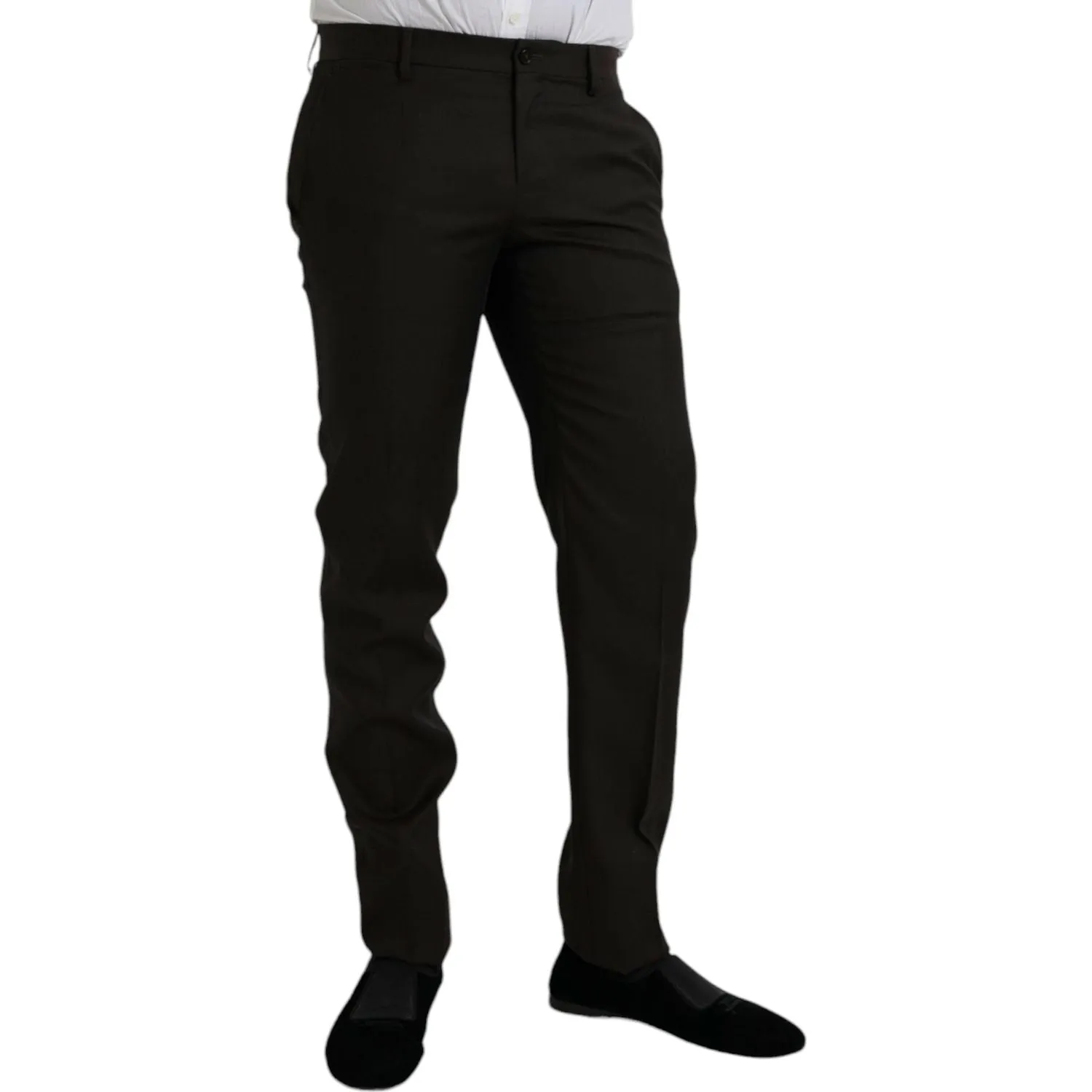 Dolce & Gabbana Dark Brown Wool Slim Fit Formal Pants