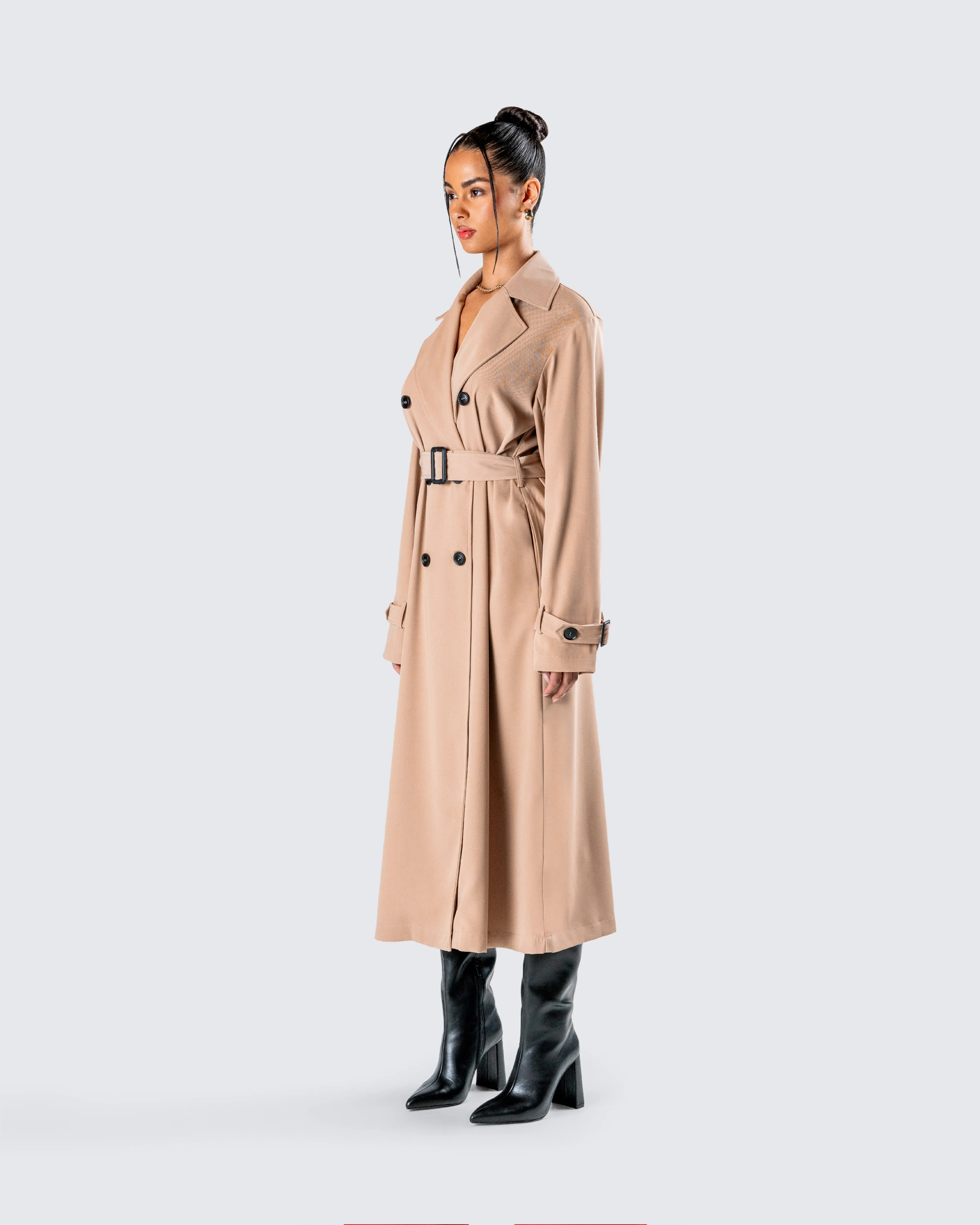 Doutzen Tan Twill Trench Coat