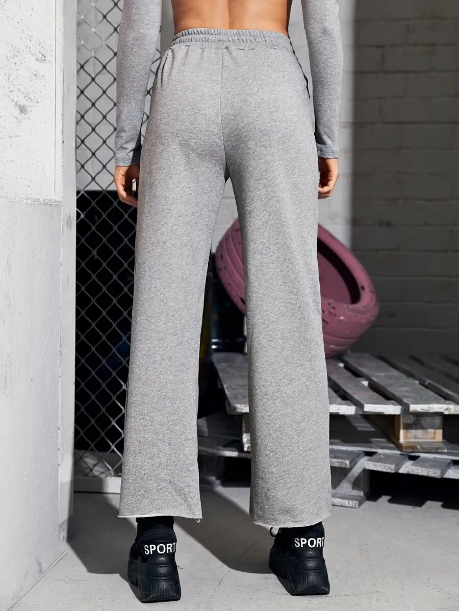 Drawstring Waist Wide Leg Sweatpants