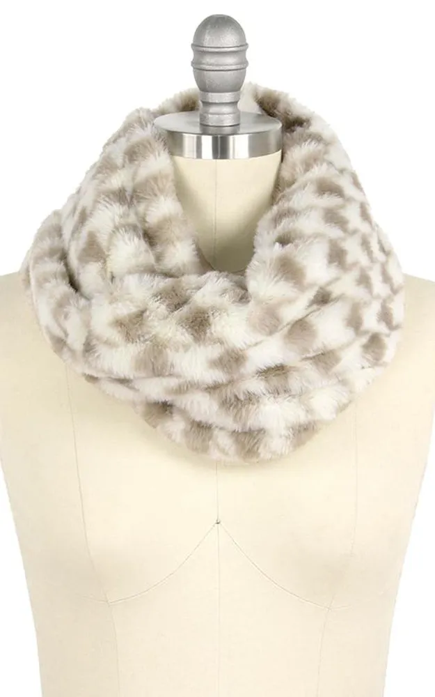 EAF9456 Houndstooth Faux Fur Twist Tube