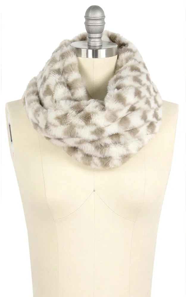 EAF9456 Houndstooth Faux Fur Twist Tube