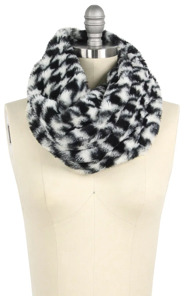 EAF9456 Houndstooth Faux Fur Twist Tube