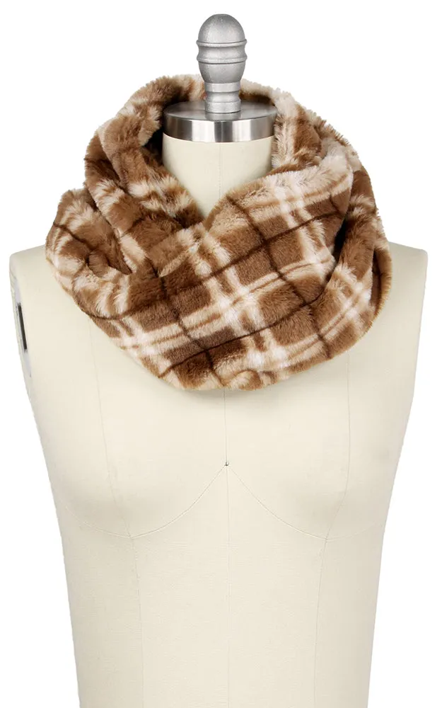 EAF9458 Plaid Pattern Faux Fur Twist Tube