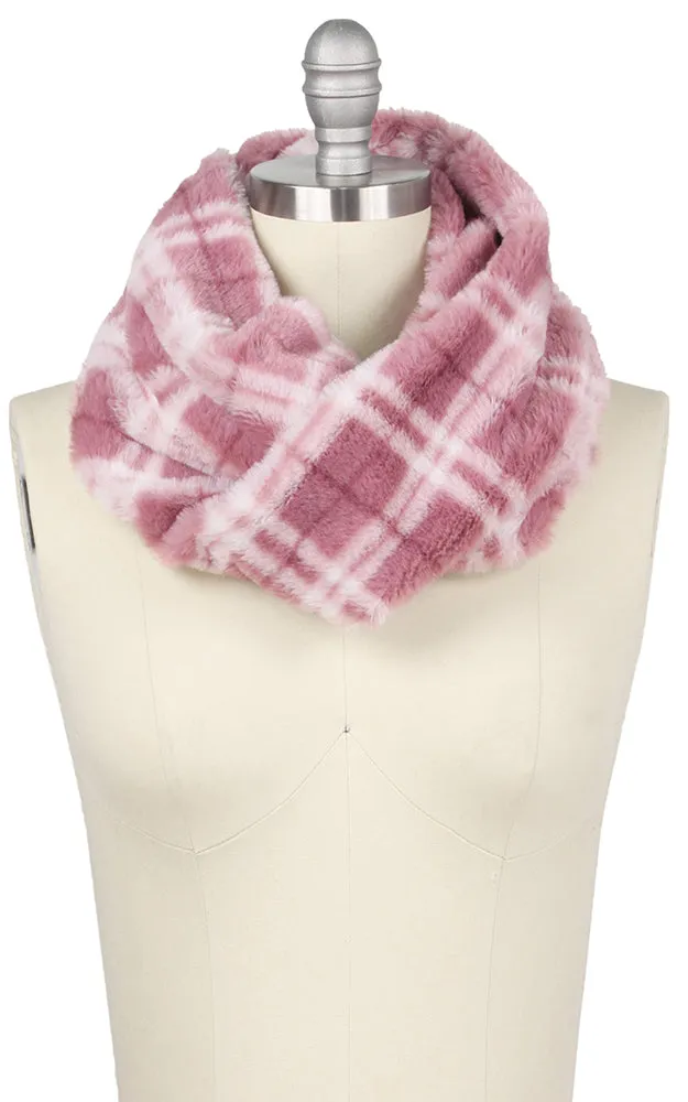 EAF9458 Plaid Pattern Faux Fur Twist Tube