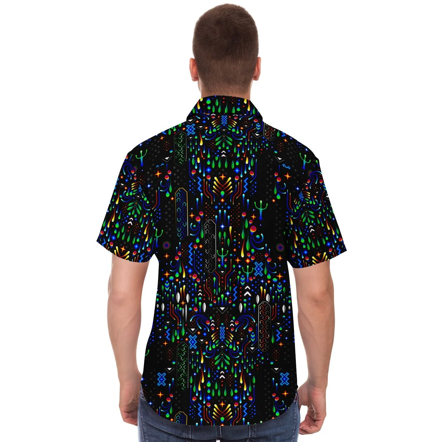 Elemental Realm Patterned Short Sleeve Button Down Shirt - TAS