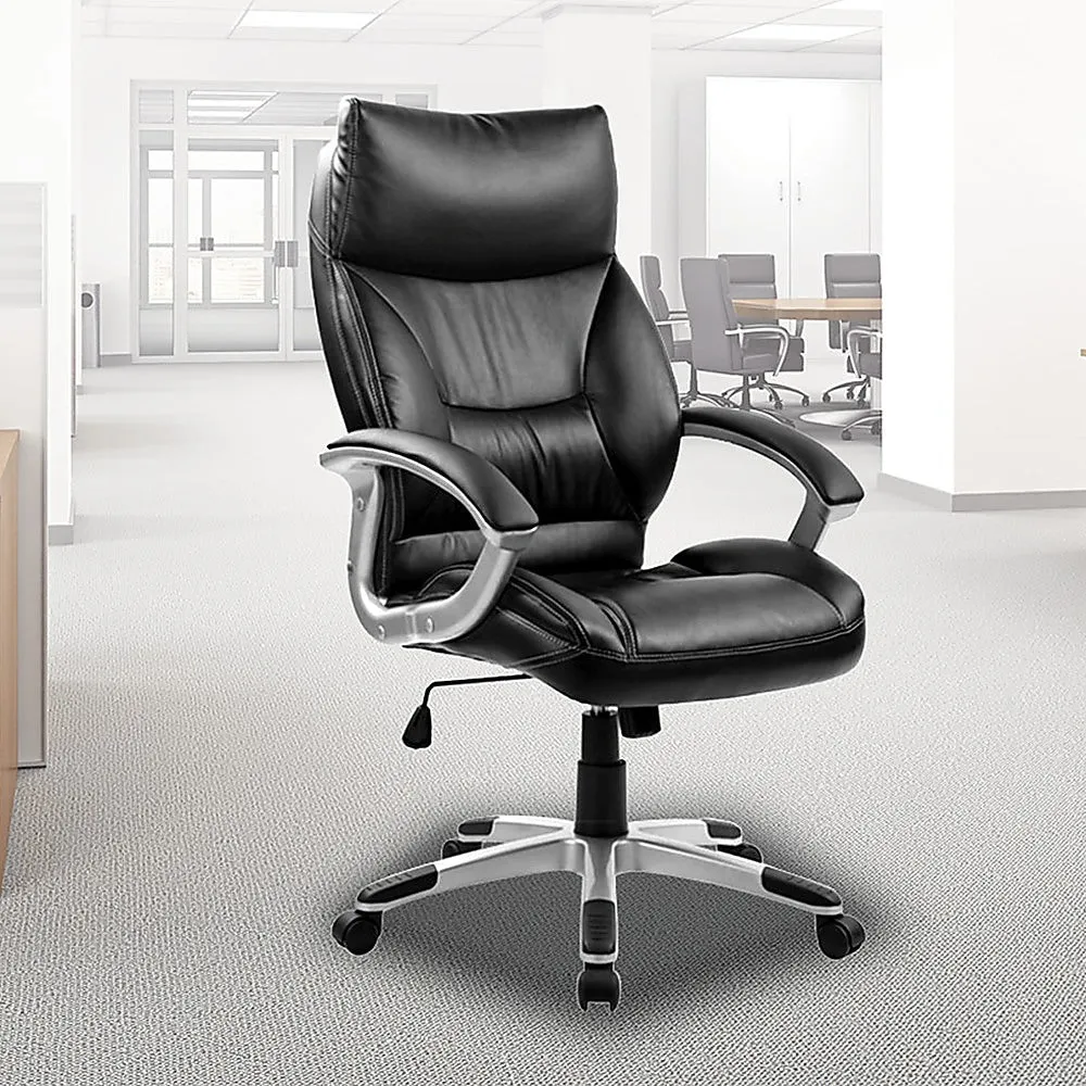 Ergonomic Black PU Leather Office Chair with Lumbar Support