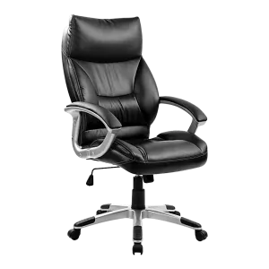 Ergonomic Black PU Leather Office Chair with Lumbar Support