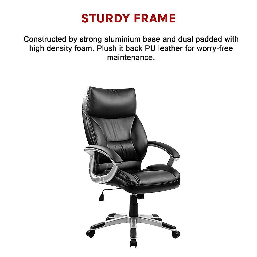 Ergonomic Black PU Leather Office Chair with Lumbar Support