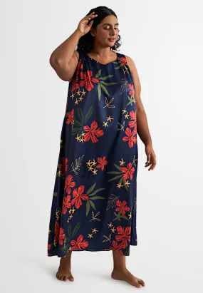 Fiore Holiday Floral Satin Lounge Dress