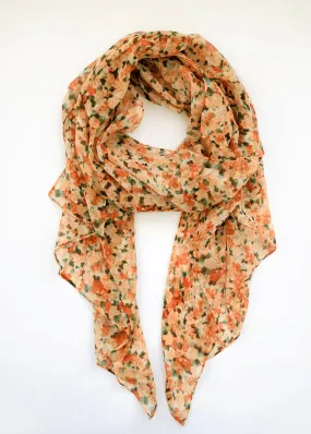 Floral Scarf - Orange Flowers