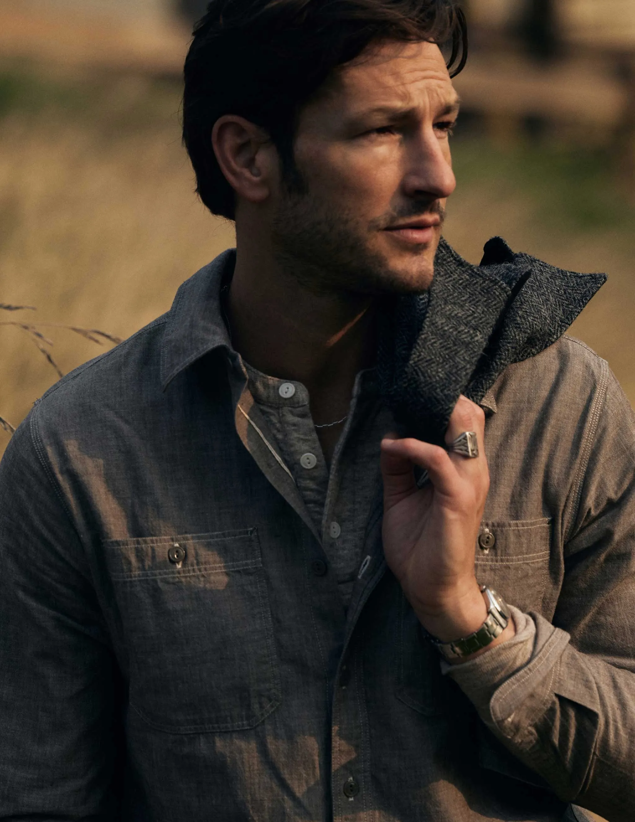 Ford Double Knit Henley in Oatmeal