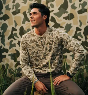 Free Fly Men's Bamboo Flex Long Sleeve Henley in Barrier Island Camo