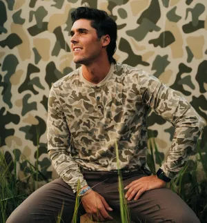 Free Fly Men's Bamboo Flex Long Sleeve Henley in Barrier Island Camo