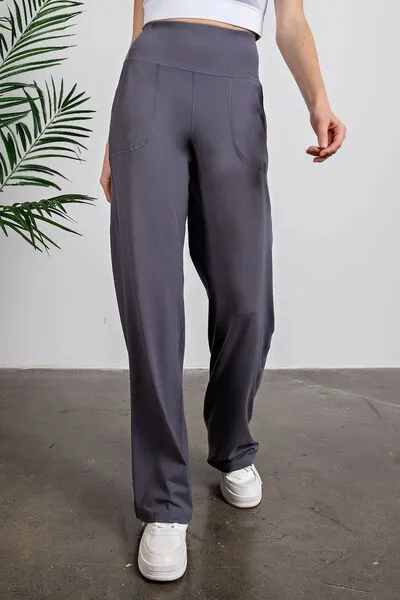 Full Size High Waist Straight Leg Sweatpants