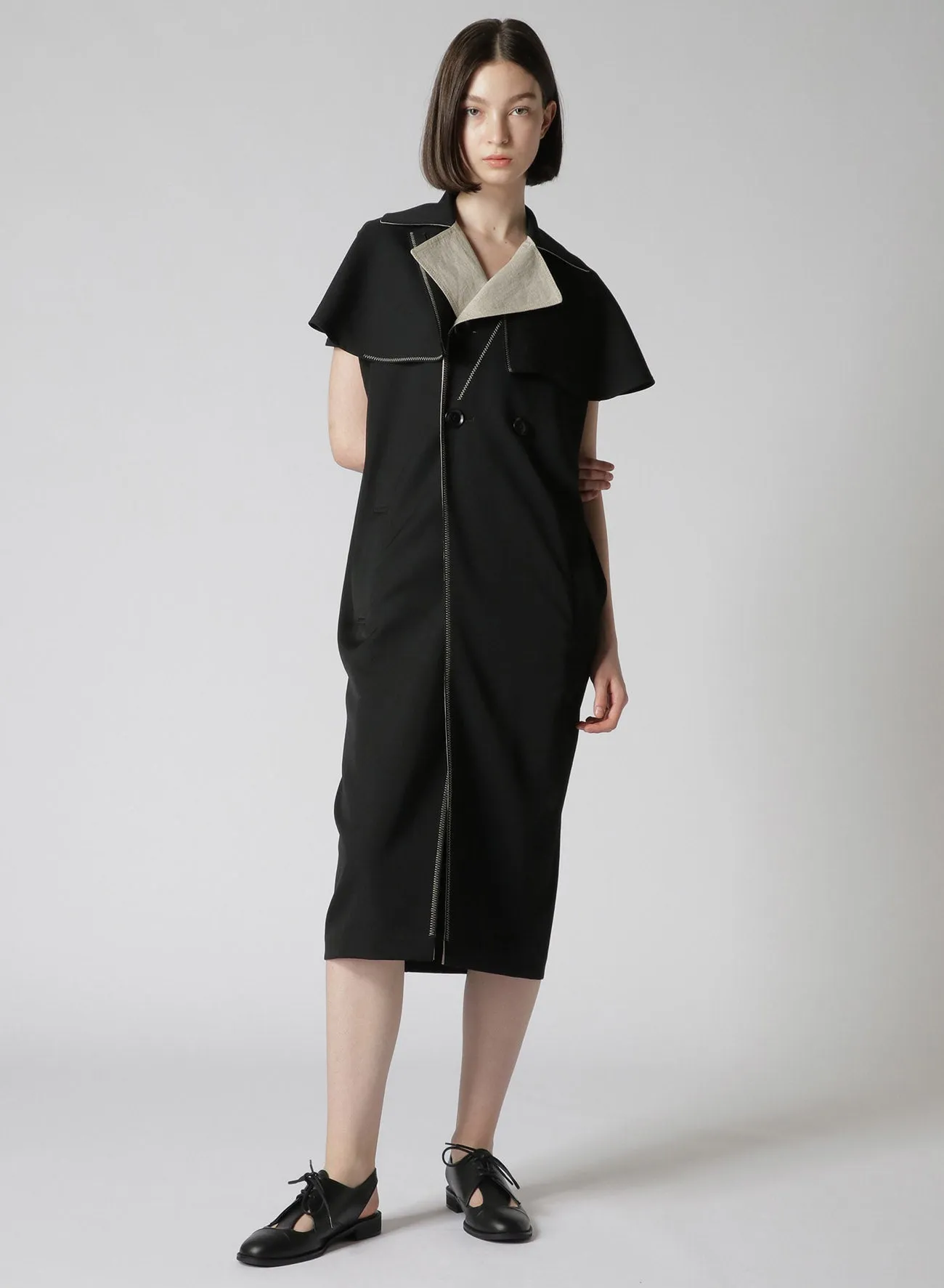 GABARDINE CAPE ATTACHED TRENCH COAT